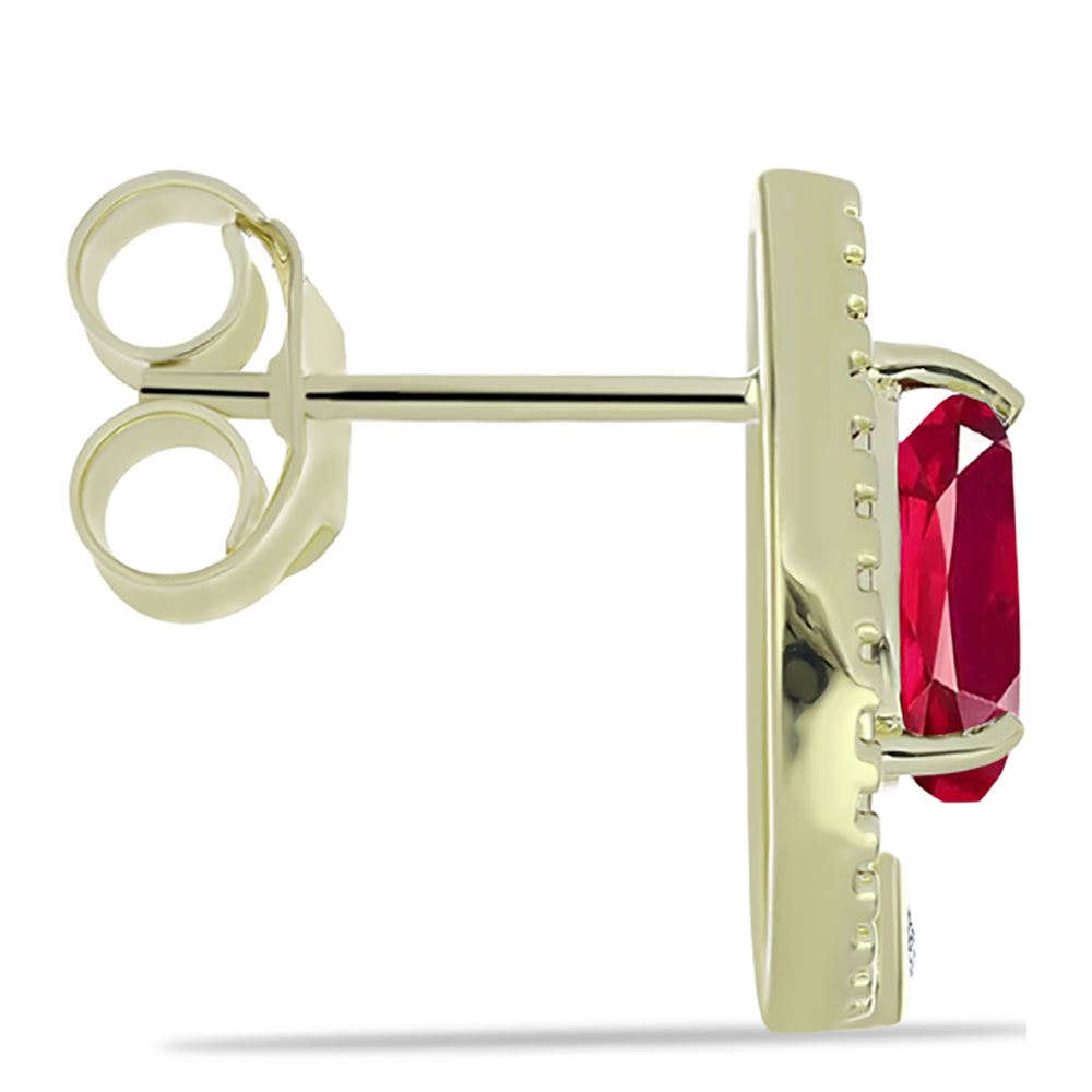 Pozlacené Stříbro 925/1000 - Náušnice s Madagaskarským Rubínem a Bílým Topazem - Karátové číslo: 1.95. přibližná hmotnost: 2.79 gramů 2 