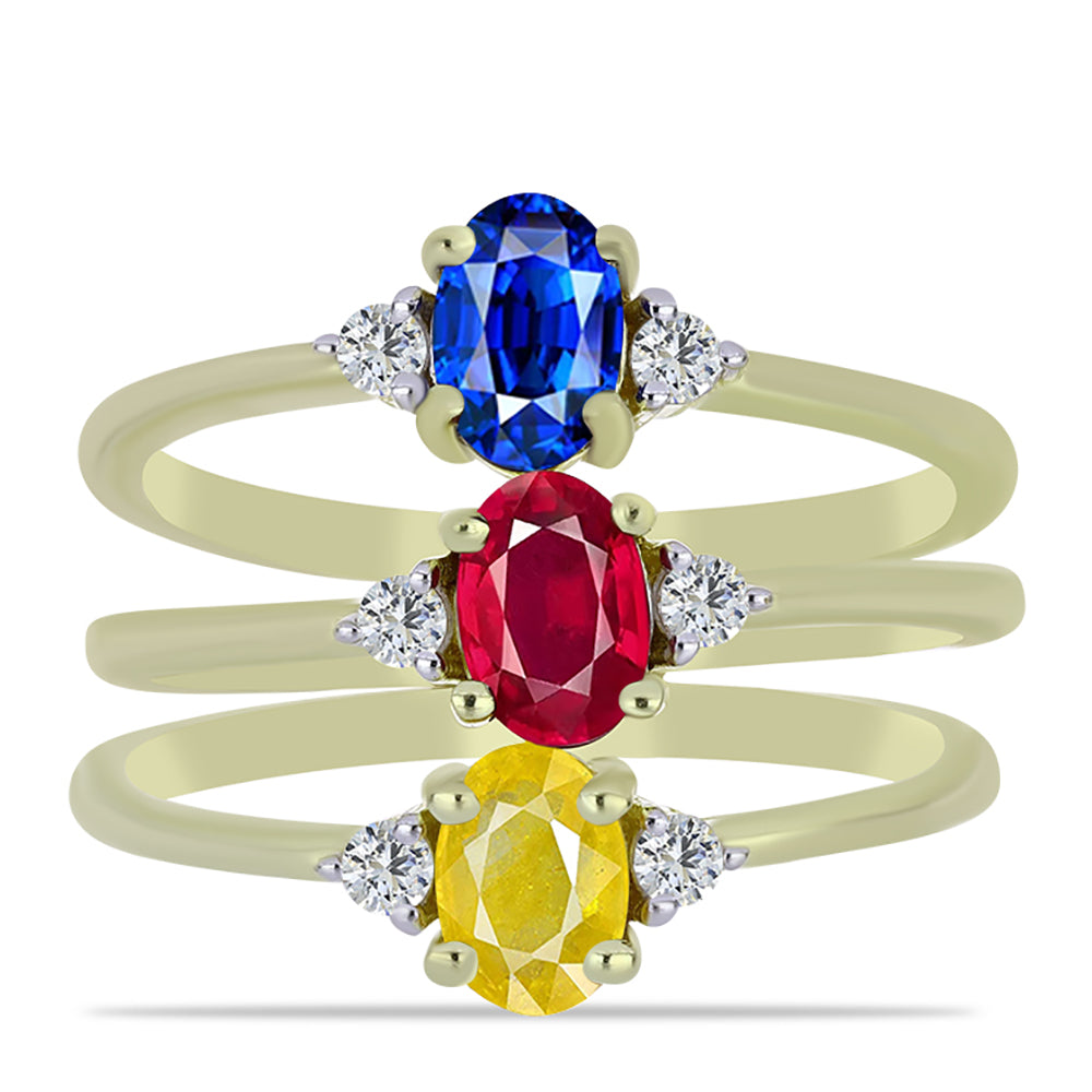 Pozlacená Stříbrná Sada s Madagaskarským Rubínem a Australským Modrým Safírem ( Prsten ) 1 