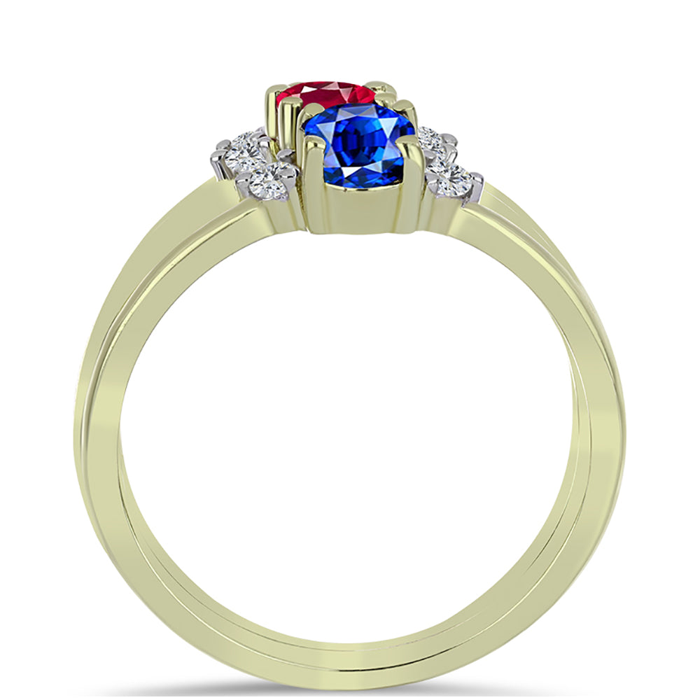 Pozlacená Stříbrná Sada s Madagaskarským Rubínem a Australským Modrým Safírem ( Prsten ) 2 