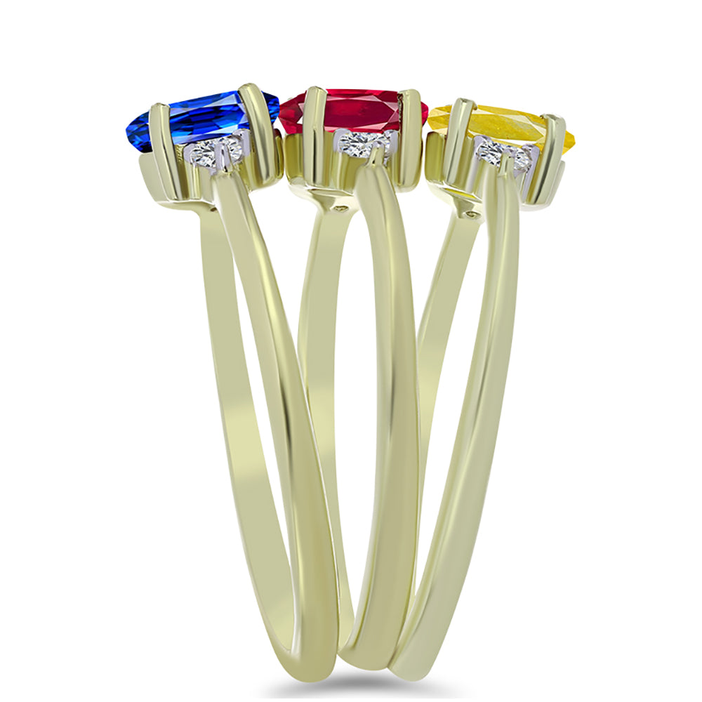 Pozlacená Stříbrná Sada s Madagaskarským Rubínem a Australským Modrým Safírem ( Prsten ) 4 