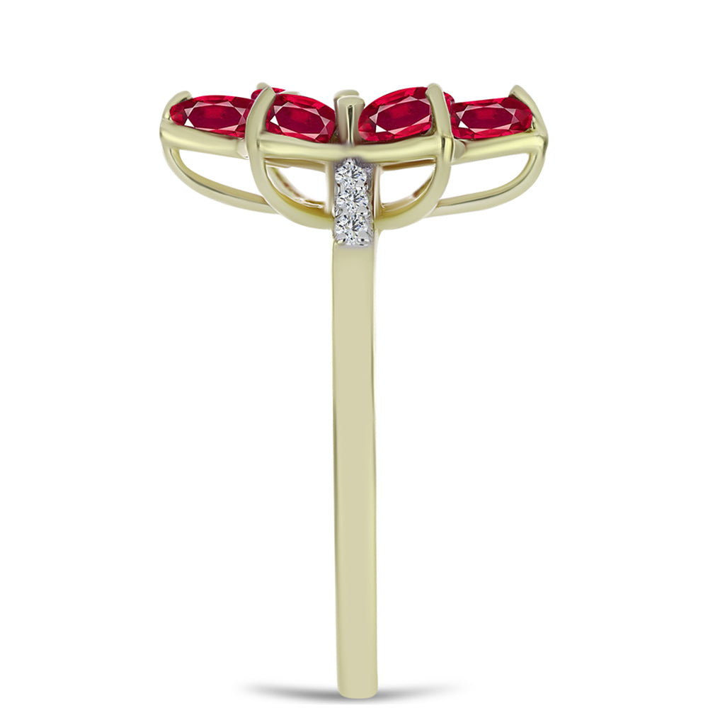 Pozlacené Stříbro 925/1000 - Prsten s Madagaskarským Rubínem a Bílým Topazem - Karátové číslo: 2.18. přibližná hmotnost: 3.03 gramů 4 