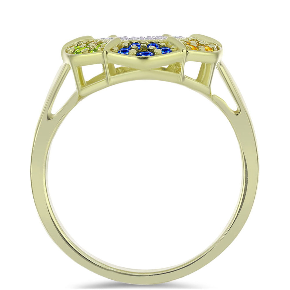 Pozlacený Stříbrný Prsten s Roseberským Duhovým Safírem a Bílým Topazem