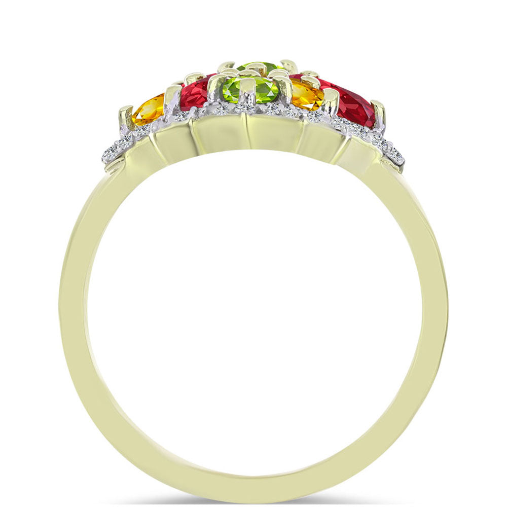 Pozlacený Stříbrný Prsten s Roseberským Duhovým Safírem a Bílým Topazem 2 