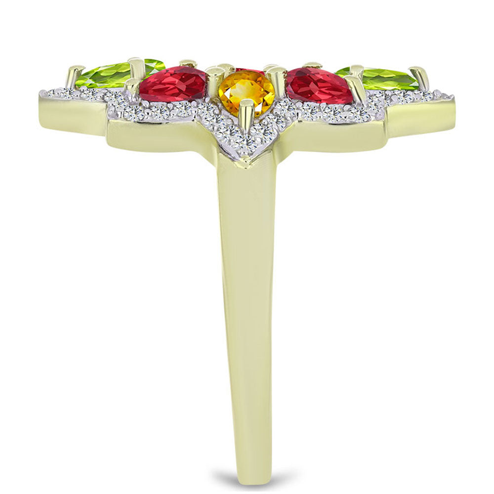 Pozlacený Stříbrný Prsten s Roseberským Duhovým Safírem a Bílým Topazem 4 