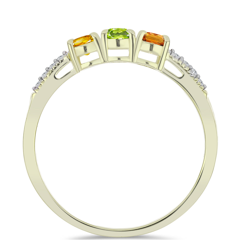 Pozlacené Stříbro 925/1000 - Prsten s Roseberským Duhovým Safírem a Bílým Topazem - Karátové číslo: 1.26. přibližná hmotnost: 2.25 gramů 3 