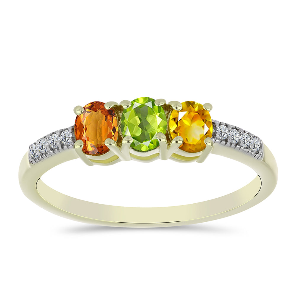 Pozlacené Stříbro 925/1000 - Prsten s Roseberským Duhovým Safírem a Bílým Topazem - Karátové číslo: 1.26. přibližná hmotnost: 2.25 gramů