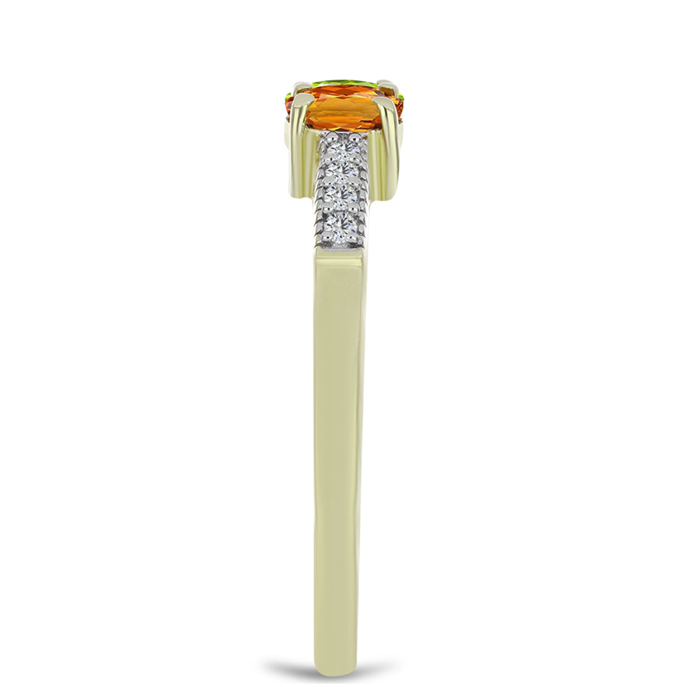 Pozlacené Stříbro 925/1000 - Prsten s Roseberským Duhovým Safírem a Bílým Topazem - Karátové číslo: 1.26. přibližná hmotnost: 2.25 gramů