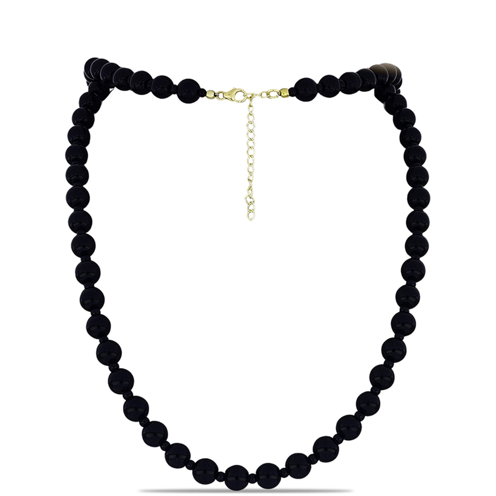 Pozlacené Stříbro 925/1000 - Náhrdelník s Černým Suwarským Onyxem - Karátové číslo: 162.15. přibližná hmotnost: 33.42 gramů 1 