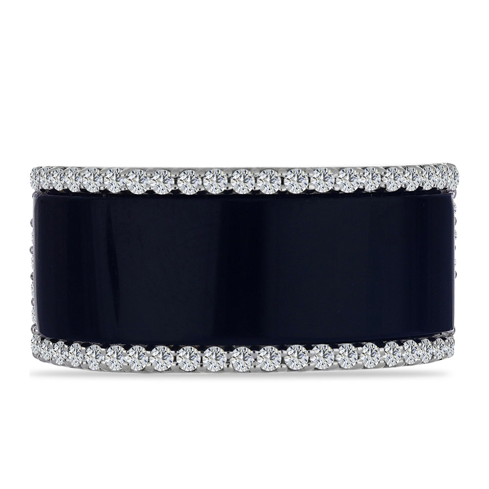 Pozlacené stříbro 925/1000 Prsten s Černým Suwarským Onyxem a Bílým Topazem - Karátové číslo: 6.31. přibližná hmotnost: 8.04 gramů