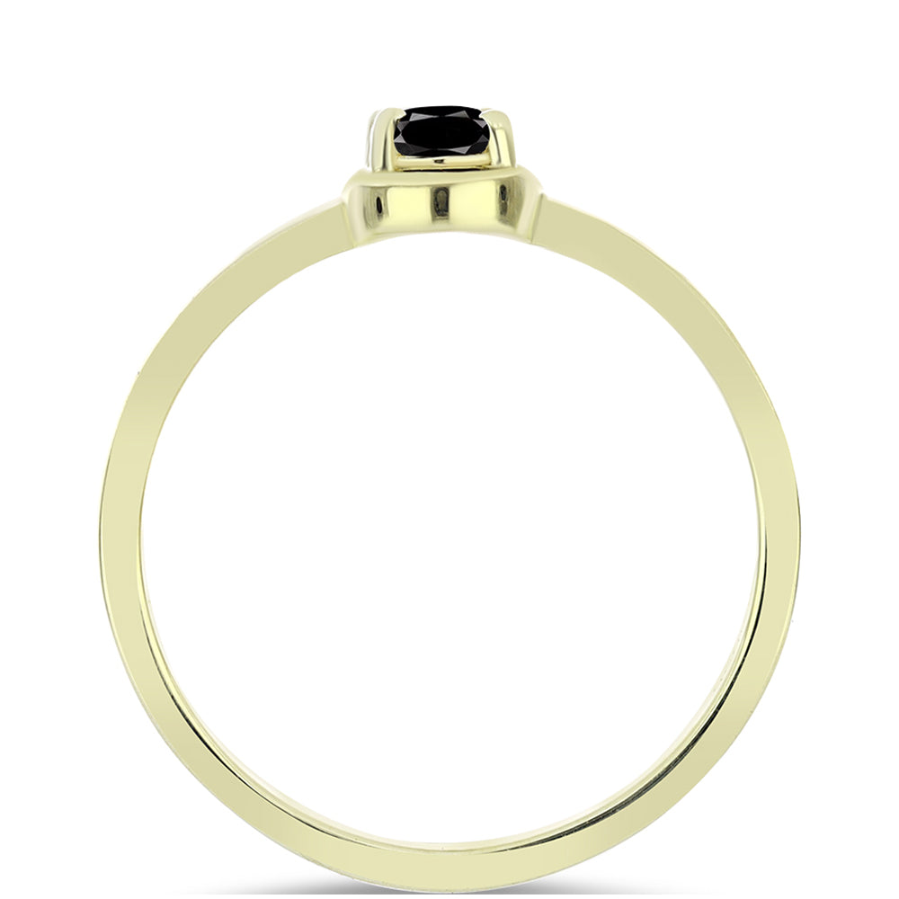 Pozlacené Stříbro 925/1000 - Prsten s Černým Suwarským Onyxem - Karátové číslo: 0.47. přibližná hmotnost: 2.17 gramů