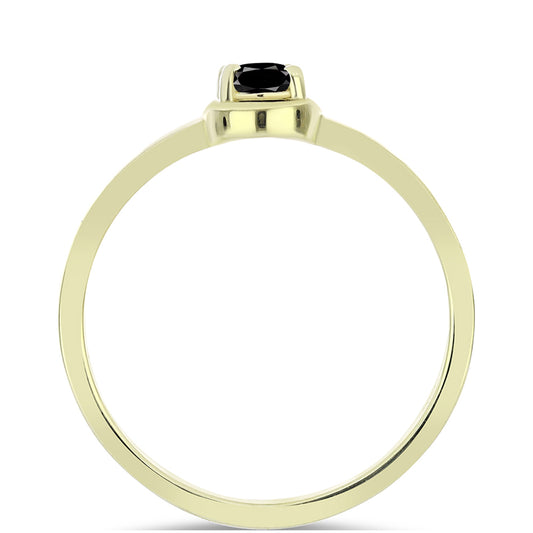 Pozlacené Stříbro 925/1000 - Prsten s Černým Suwarským Onyxem - Karátové číslo: 0.47. přibližná hmotnost: 2.17 gramů