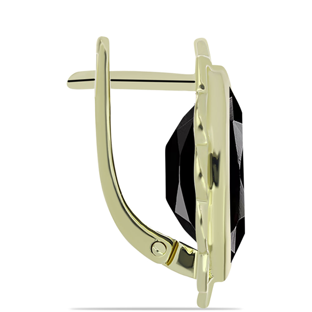 Pozlacené Stříbro 925/1000 - Náušnice s Černým Suwarským Onyxem - Karátové číslo: 13.81. přibližná hmotnost: 7.89 gramů 2 