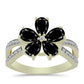 Pozlacený 925 / 1000 Sterlingové Stříbro Prsten s Černým Suwarským Onyxem a Bílým Topazem