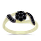 Pozlacené Stříbro 925/1000 - Prsten s Černým Suwarským Onyxem - Karátové číslo: 0.42. přibližná hmotnost: 2.1 gramů