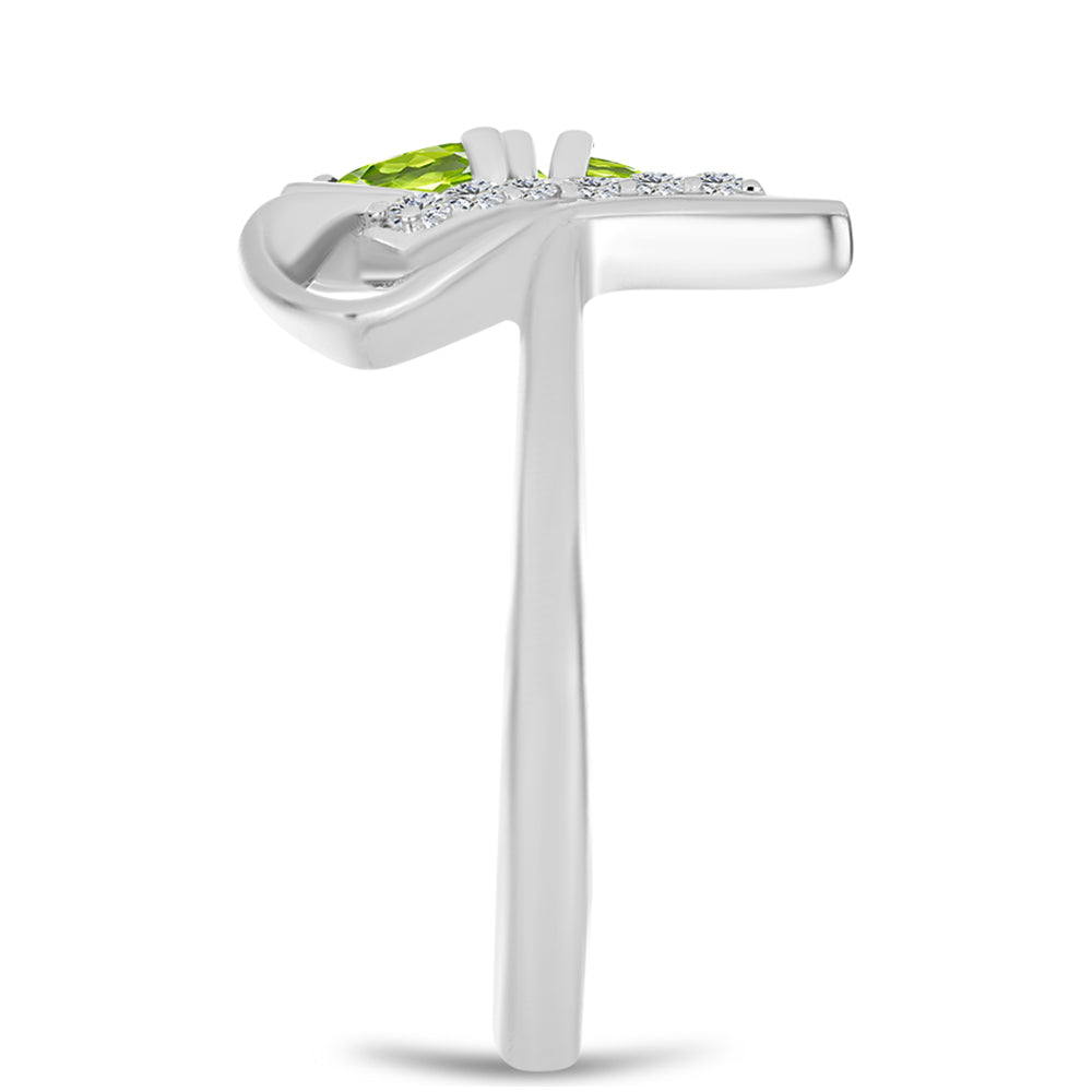 Stříbro 925/1000 - Prsten s Čchang-pajským Peridotem a Bílým Topazem - Karátové číslo: 0.55. přibližná hmotnost: 2.93 gramů 4 