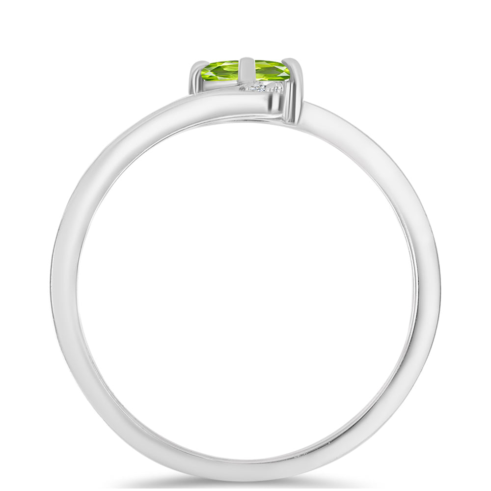Stříbrný Prsten s Čchang-pajským Peridotem a Bílým Topazem 3 