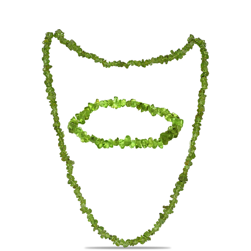 Nugetová Sada s Čchang-pajským Peridotem - Karátové číslo: 194.32. přibližná hmotnost: 38.86 gramů ( Náhrdelník+Náramek ) 1 