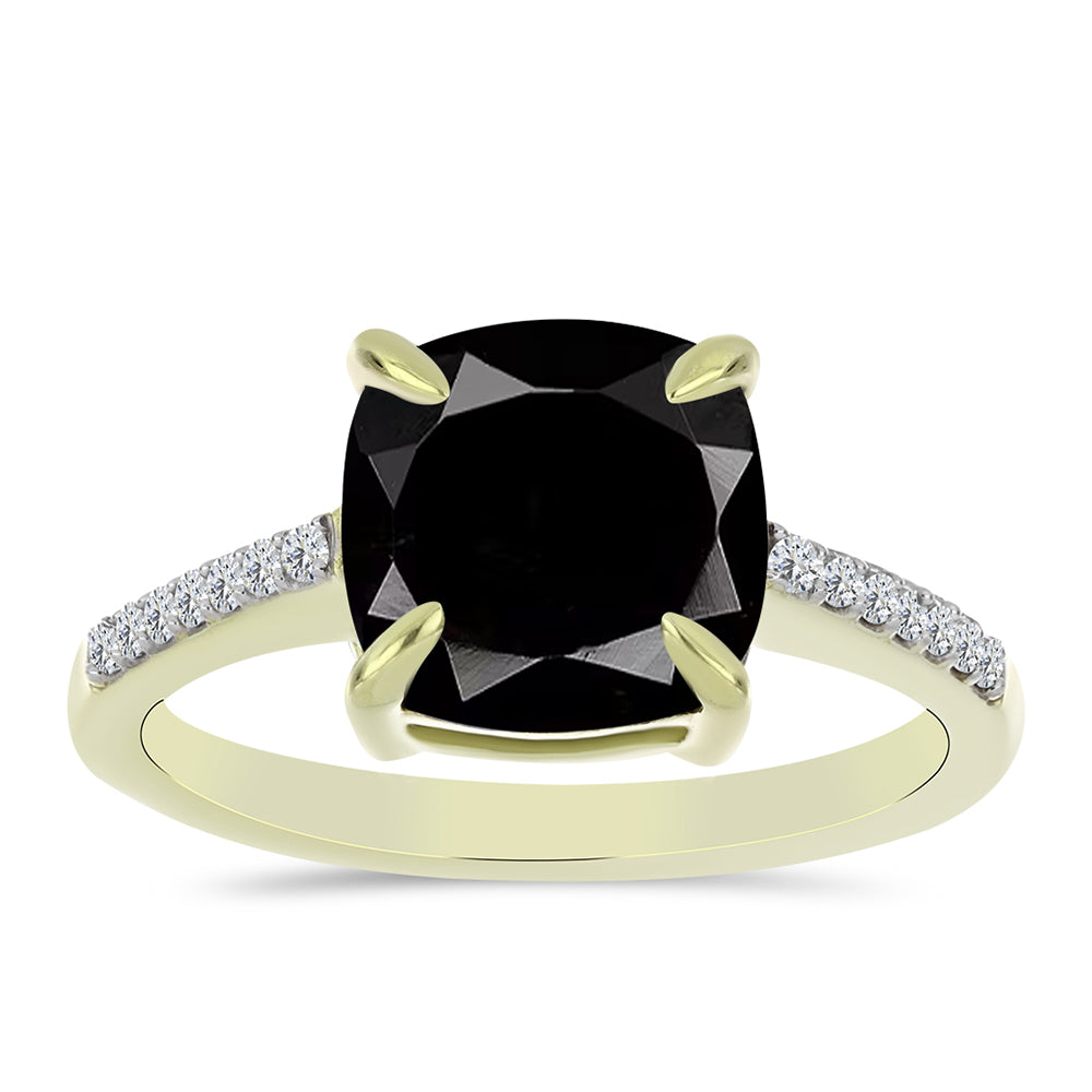 Pozlacený Stříbrný Prsten s Černým Suwarským Onyxem a Bílým Topazem 3 