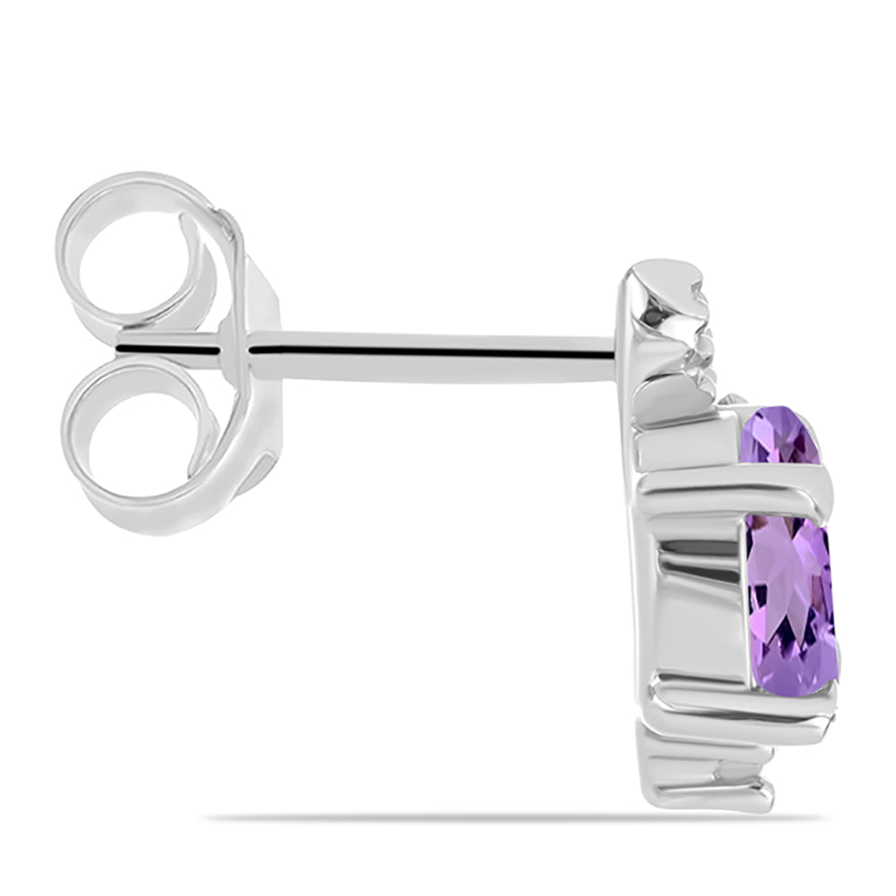 Stříbro 925/1000 - Náušnice s Rose de France Ametystem a Bílým Topazem - Karátové číslo: 1.05. přibližná hmotnost: 1.95 gramů 2 