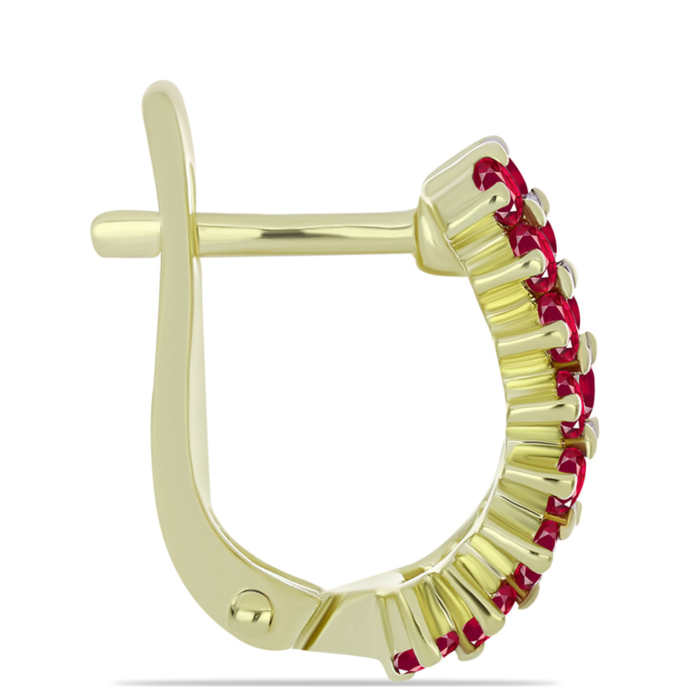 Pozlacené Stříbro 925/1000 - Náušnice s Madagaskarským Rubínem a Bílým Topazem - Karátové číslo: 2.05. přibližná hmotnost: 4.59 gramů 2 