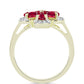 Pozlacené Stříbro 925/1000 - Prsten s Madagaskarským Rubínem a Bílým Topazem - Karátové číslo: 1.41. přibližná hmotnost: 2.97 gramů