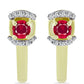 Pozlacené Stříbro 925/1000 - Náušnice s Madagaskarským Rubínem a Bílým Topazem - Karátové číslo: 0.87. přibližná hmotnost: 4.54 gramů