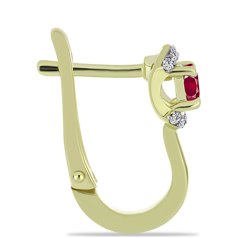 Pozlacené Stříbro 925/1000 - Náušnice s Madagaskarským Rubínem a Bílým Topazem - Karátové číslo: 0.87. přibližná hmotnost: 4.54 gramů 2 