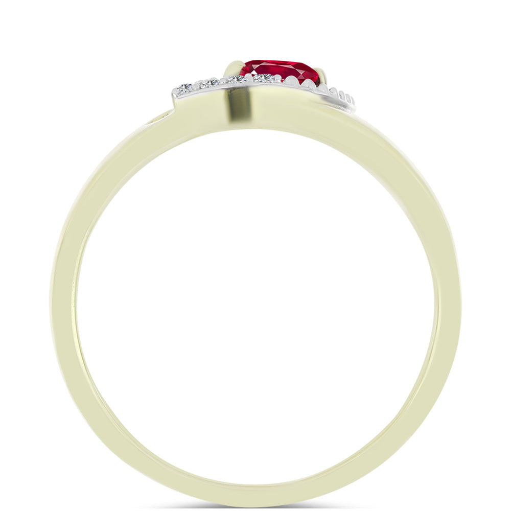 Pozlacené Stříbro 925/1000 - Prsten s Madagaskarským Rubínem a Bílým Topazem - Karátové číslo: 0.26. přibližná hmotnost: 2.66 gramů