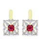 Pozlacené stříbro 925/1000 Náušnice s Madagaskarským Rubínem a Bílým Topazem - Karátové číslo: 0.98. přibližná hmotnost: 4.09 gramů