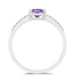 Stříbro 925/1000 - Prsten s Rose de France Ametystem a Bílým Topazem - Karátové číslo: 0.81. přibližná hmotnost: 1.95 gramů