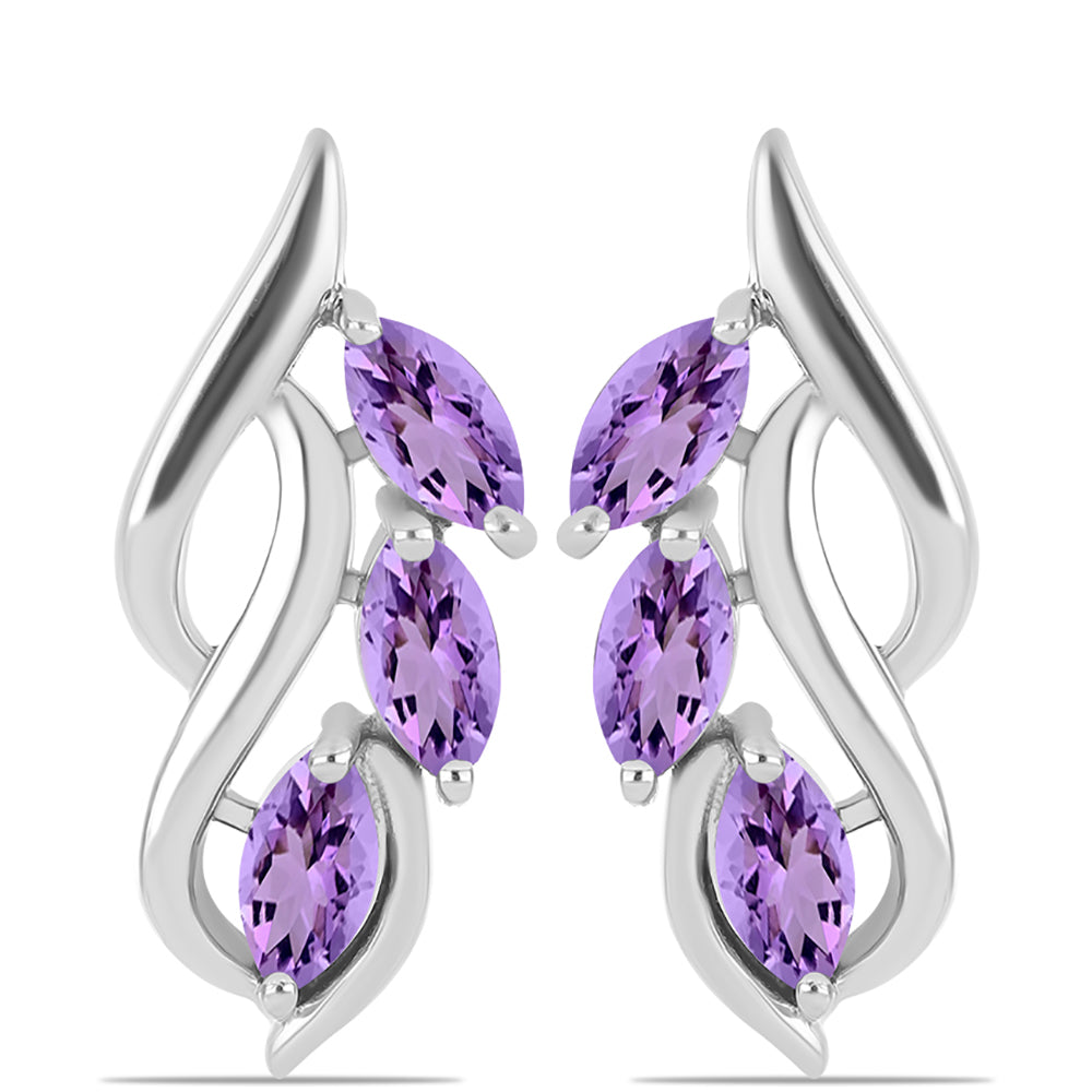 Stříbro 925/1000 - Náušnice s Rose de France Ametystem - Karátové číslo: 1.23. přibližná hmotnost: 5.35 gramů 1 