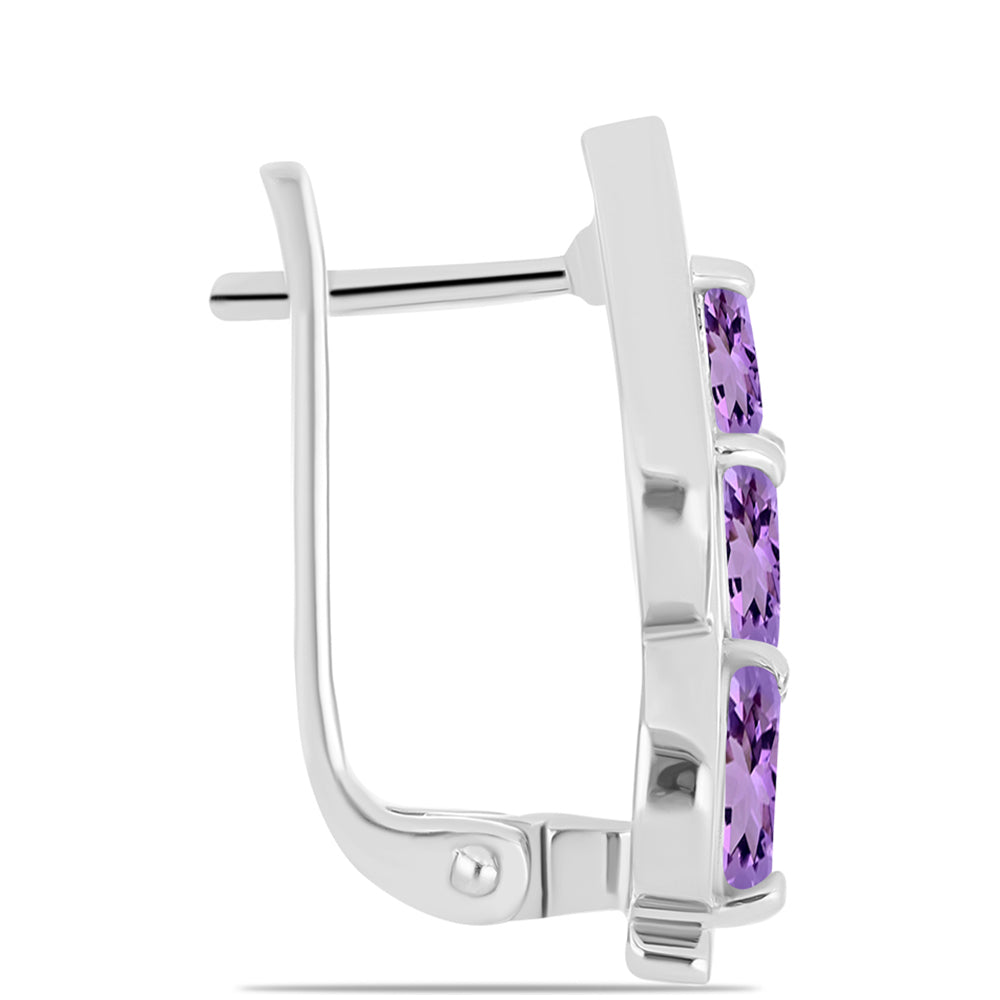 Stříbro 925/1000 - Náušnice s Rose de France Ametystem - Karátové číslo: 1.23. přibližná hmotnost: 5.35 gramů 2 