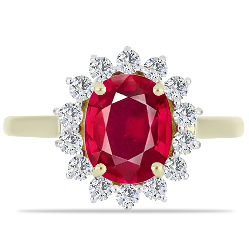 Pozlacené stříbro 925/1000 Prsten s Madagaskarským Rubínem a Bílým Topazem - Karátové číslo: 3.01. přibližná hmotnost: 2.95 gramů