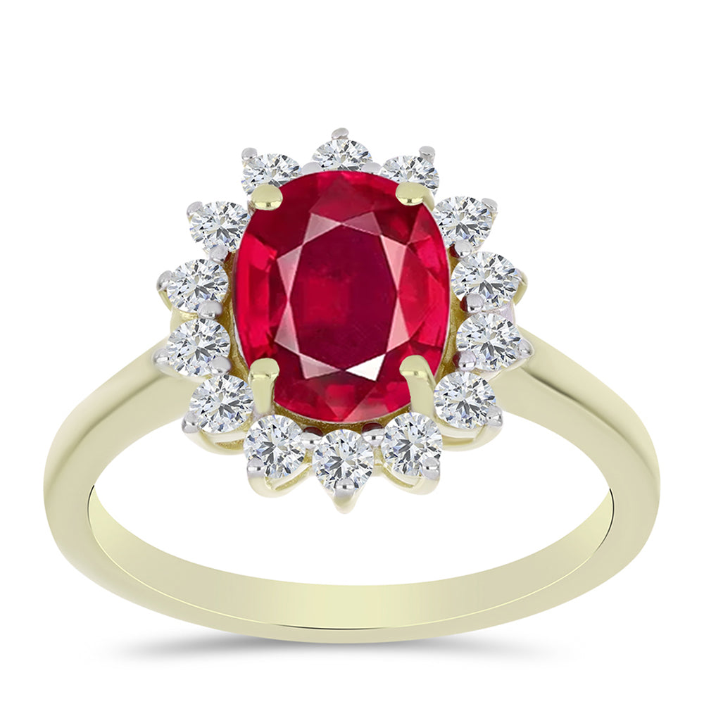 Pozlacené stříbro 925/1000 Prsten s Madagaskarským Rubínem a Bílým Topazem - Karátové číslo: 3.01. přibližná hmotnost: 2.95 gramů 3 