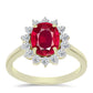 Pozlacené stříbro 925/1000 Prsten s Madagaskarským Rubínem a Bílým Topazem - Karátové číslo: 3.01. přibližná hmotnost: 2.95 gramů