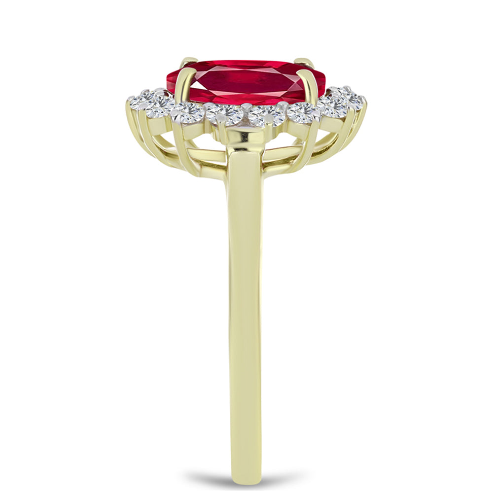 Pozlacené stříbro 925/1000 Prsten s Madagaskarským Rubínem a Bílým Topazem - Karátové číslo: 3.01. přibližná hmotnost: 2.95 gramů 4 