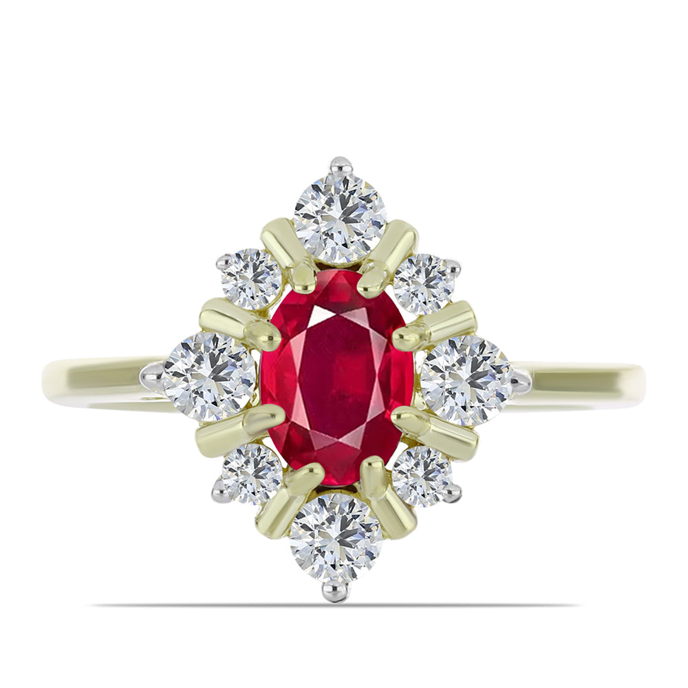 Pozlacený Stříbrný Prsten s Madagaskarským Rubínem a Bílým Topazem 1 