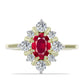 Pozlacený Stříbrný Prsten s Madagaskarským Rubínem a Bílým Topazem