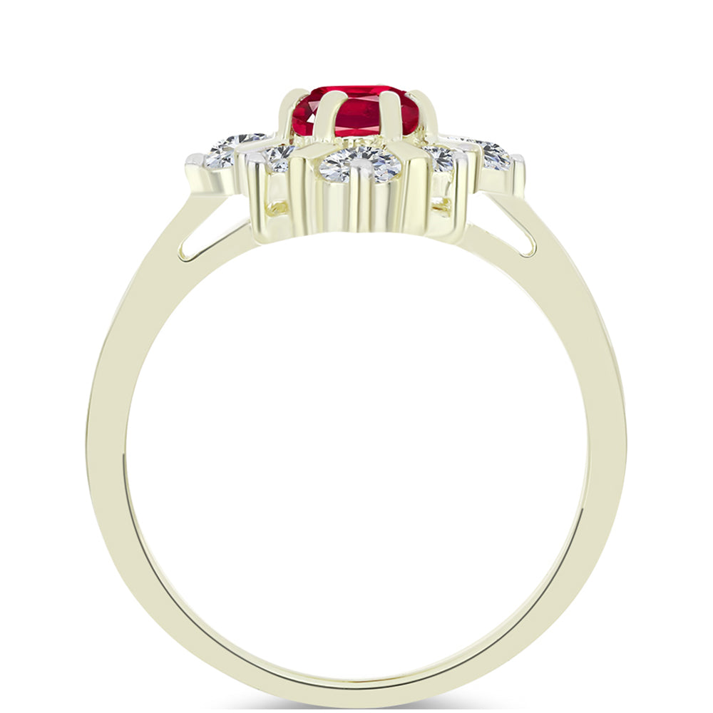 Pozlacený Stříbrný Prsten s Madagaskarským Rubínem a Bílým Topazem
