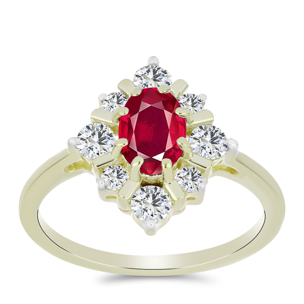 Pozlacený Stříbrný Prsten s Madagaskarským Rubínem a Bílým Topazem 3 