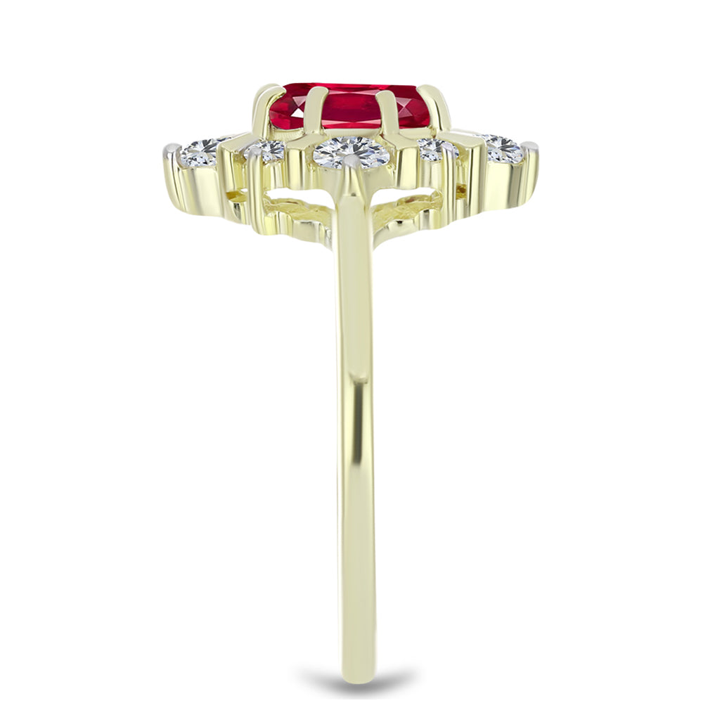 Pozlacený Stříbrný Prsten s Madagaskarským Rubínem a Bílým Topazem