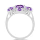 Stříbro 925/1000 - Prsten s Rose de France Ametystem a Bílým Topazem - Karátové číslo: 3.91. přibližná hmotnost: 5.26 gramů