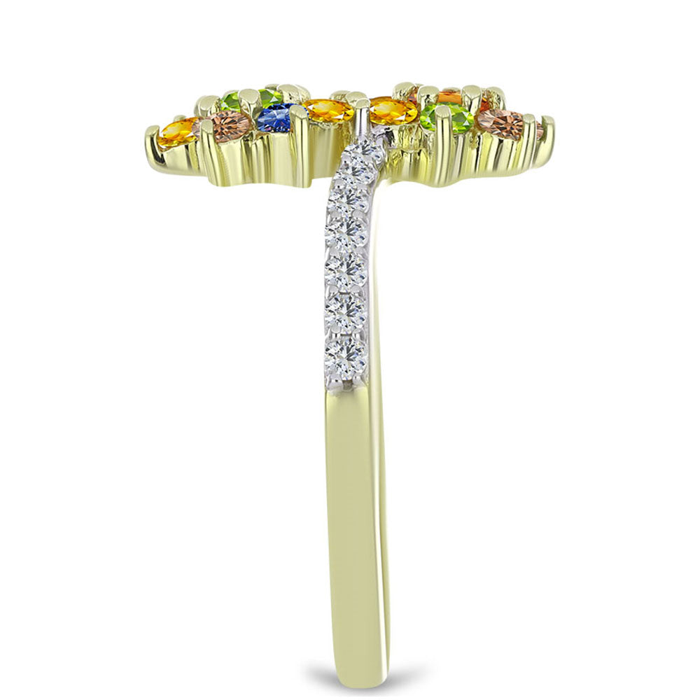 Pozlacený Stříbrný Prsten s Roseberským Duhovým Safírem a Bílým Topazem 4 