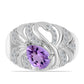Stříbrný Prsten s Rose de France Ametystem a Bílým Topazem