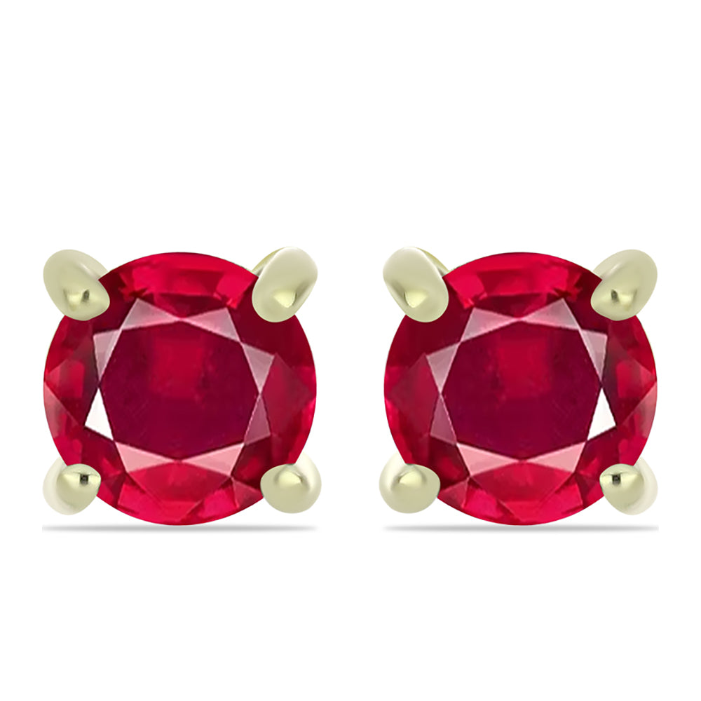 Pozlacené Stříbro 925/1000 - Náušnice s Madagaskarským Rubínem - Karátové číslo: 1.54. přibližná hmotnost: 1.17 gramů