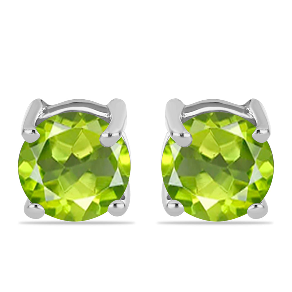 Stříbro 925/1000 Náušnice s Čchang-pajským Peridotem - Karátové číslo: 1.05. přibližná hmotnost: 1.2 gramů