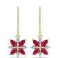 Pozlacené Stříbro 925/1000 - Náušnice s Madagaskarským Rubínem a Bílým Topazem - Karátové číslo: 2.05. přibližná hmotnost: 2.76 gramů