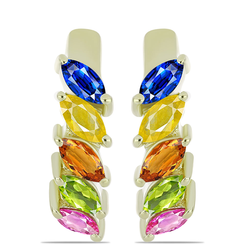 Pozlacené Stříbrné Náušnice s Roseberským Duhovým Safírem 1 