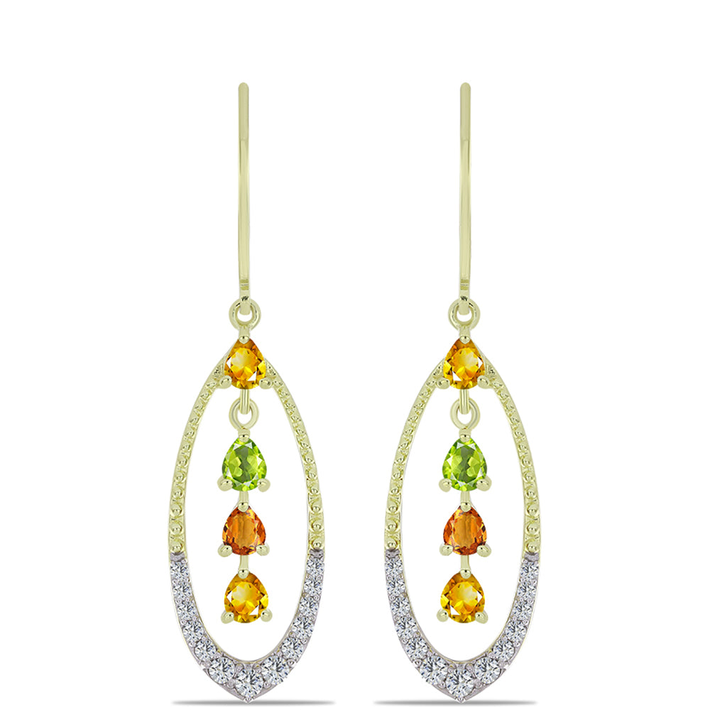 Pozlacené Stříbrné Náušnice s Roseberským Duhovým Safírem a Bílým Topazem 1 