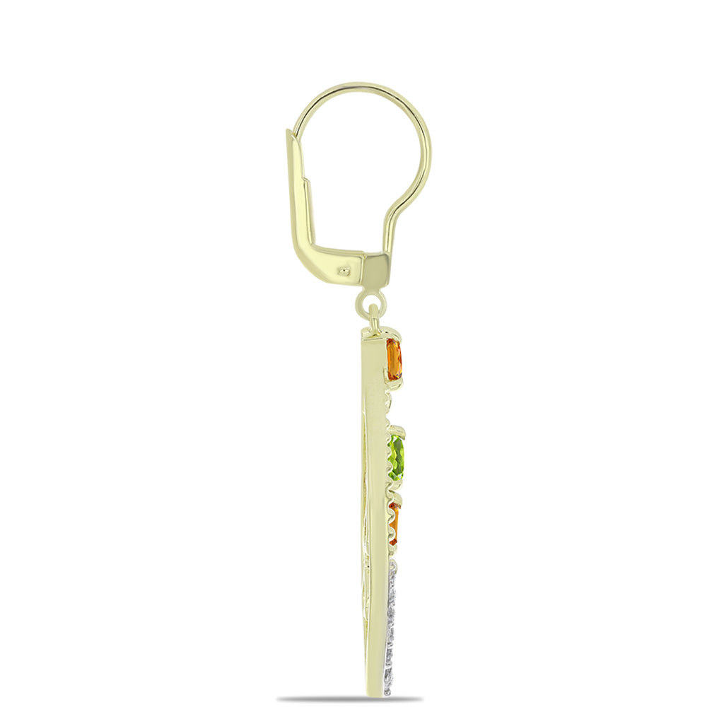 Pozlacené Stříbrné Náušnice s Roseberským Duhovým Safírem a Bílým Topazem